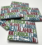 Nyssa Säg det på Skånska magnet featuring Skånska words and phrases, perfect for decorating your fridge with regional language.