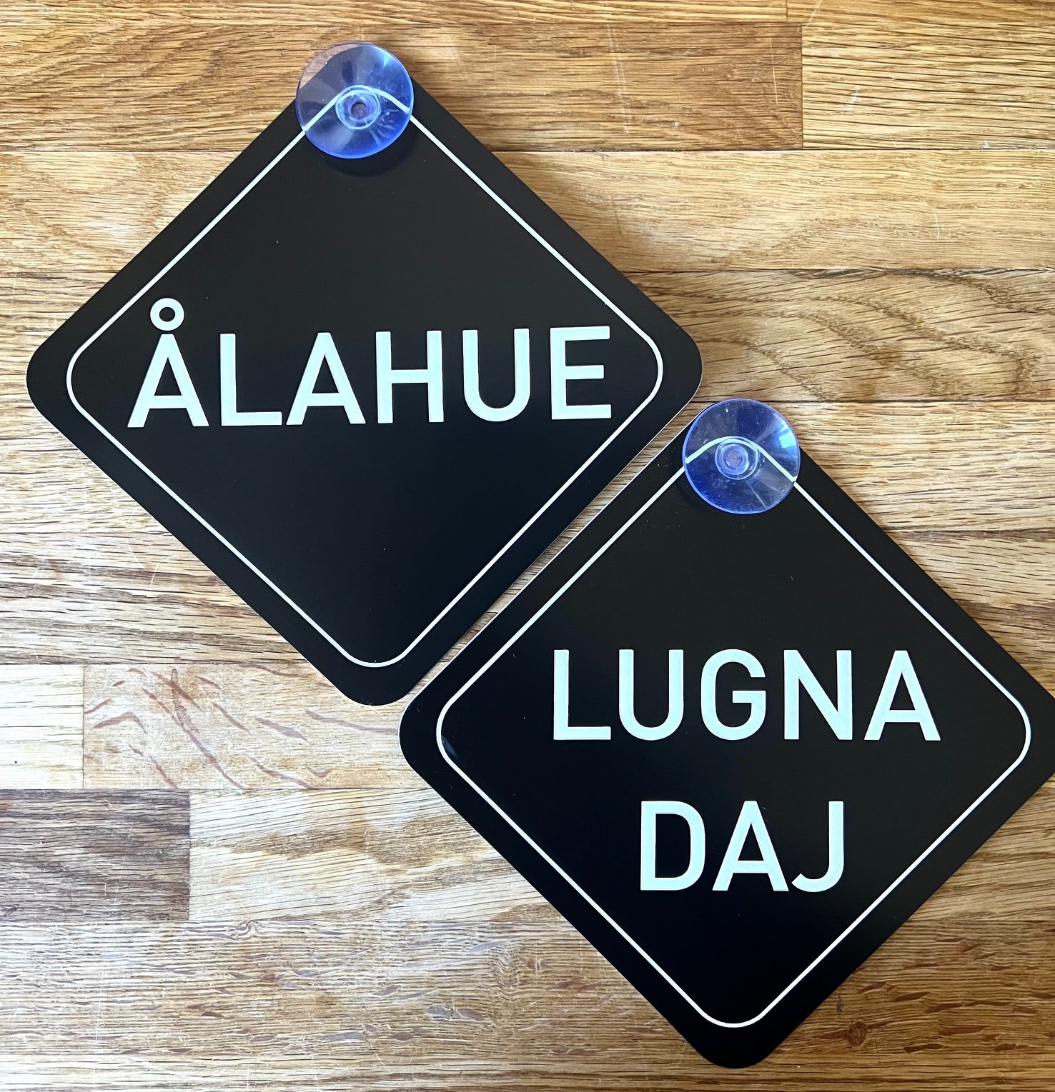 Nyssa Säg det på Skånska bilskylt featuring Ålahue design with colorful Skånska language text on a white background.