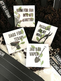 Set of four Nyssa Det våras refrigerator magnets with colorful spring-themed designs, perfect for decorating your fridge.