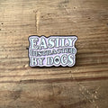 Easily distracted by dogs pin by Nyssa, featuring a playful design perfect for dog lovers on clothing or accessories.