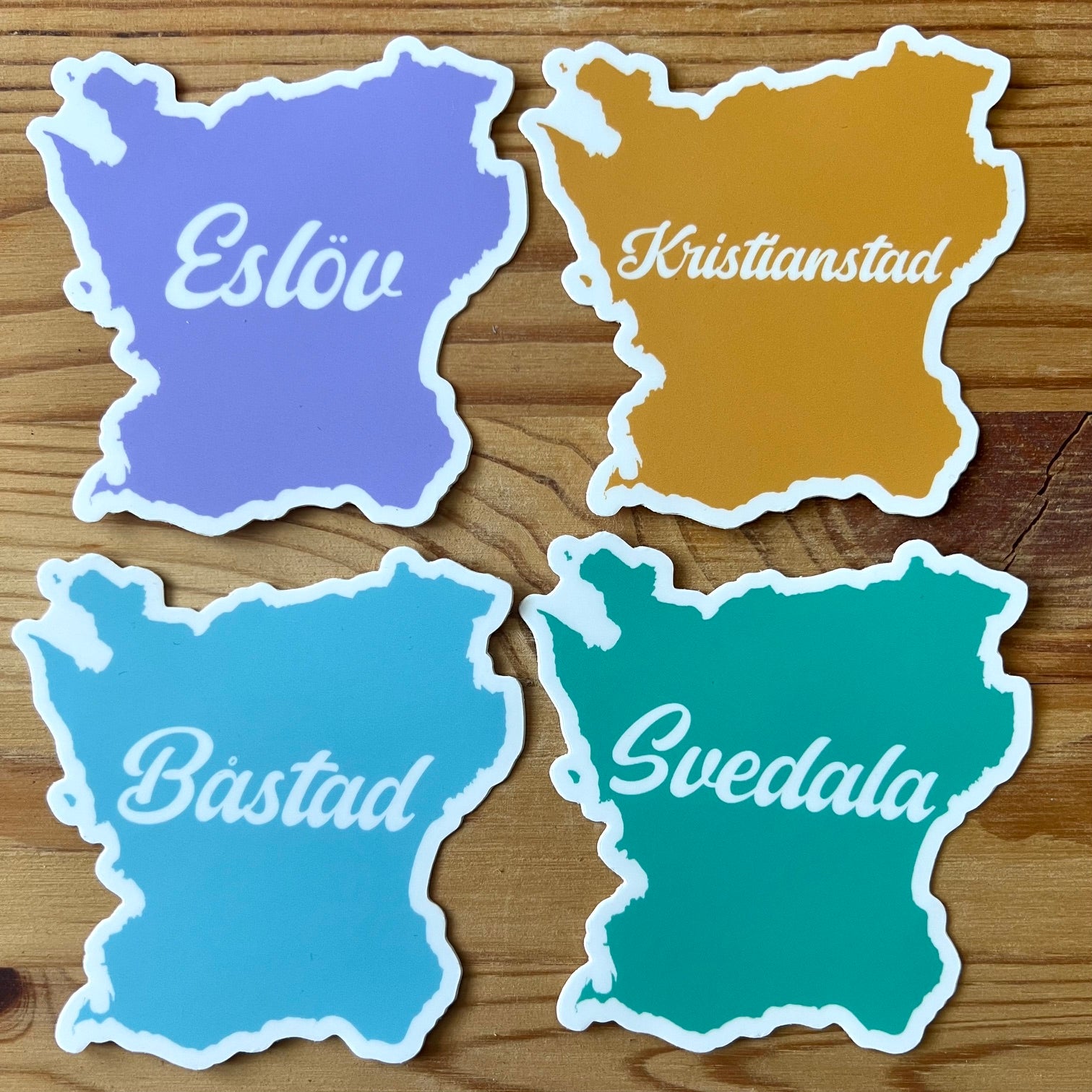 Nyssa Skåneorter sticker featuring colorful regional map design on a white background.