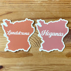 Nyssa Skåneorter sticker featuring colorful map design of Skåne regions, ideal for decorating notebooks or laptops.
